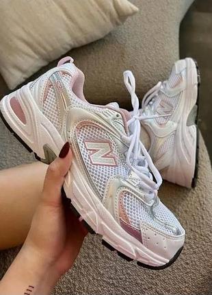 Женские кроссовки new balance 530 white silver pink