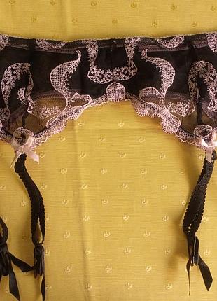 Пояс для чулок, сеточка и вышивка, knickerbox 40