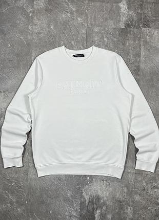 Символ) світшот balmain paris білий чоловічий кофта бальман бальмейн оригінал розмір l / чоловіча брендова кофта свитшот білого кольору трикотаж