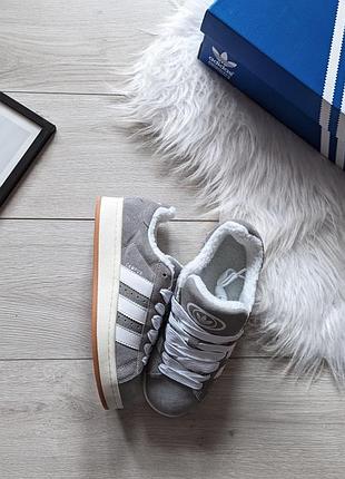 Кроссовки adidas campus серые (мех)