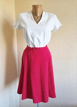 Юбка h&amp;m красная в белый горошек хлопок юбочка принт полька дот polka dot юбочка хлопковая хлопковая коттоновая