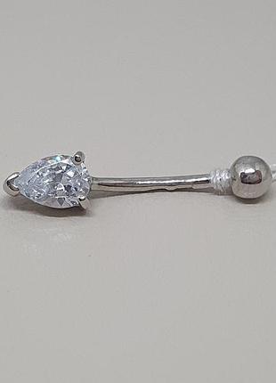 Золотая серьга-пирсинг с фианитами. 22001-2