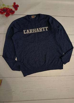 Синий премиальный шерстяной свитер кофта мужской carhartt (оригинал)