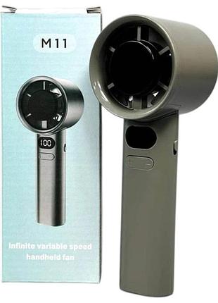 Вентилятор ручний m11 (led, індикатор заряду, type-c) grey
