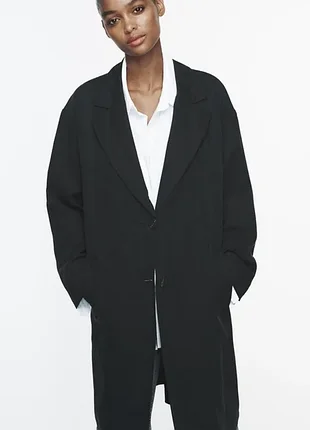 Чoрный пальто тренч zara