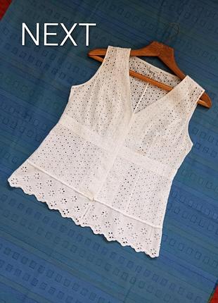Шикарный коттоновый топ блузка из прошвы бренда next u9 16 eur 44