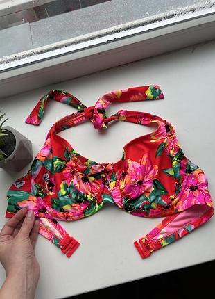 Яскравий червоний 36d на кісточці на кісточках ліф бюст бюстик верх від купальнику ліфчик з квітковим принтом