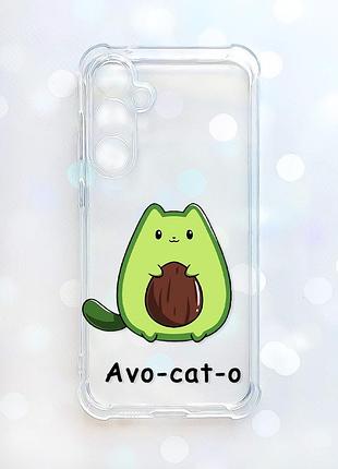 Чехол с утолщенными углами на samsung galaxy a57 котик авокадо (принт 306)