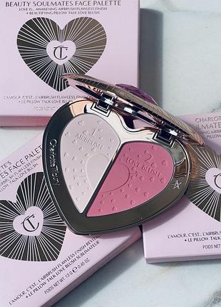 Розкішна палітра пудра румʼяна charlotte tilbury pillow talk beauty soulmates face palette flawless pink