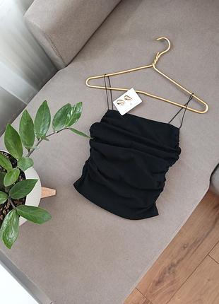Топ майка базовая на тонких брителях h&amp;m🖤