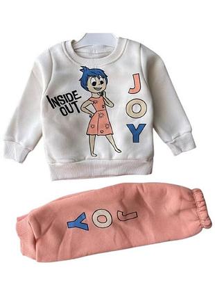 Костюм для девочки no brand с принтом inside out joy 92 см молочно персиковый