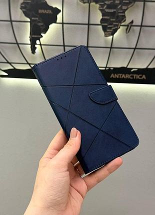 Кожаный качественный чехол-книжка самсунг а12/m12, чехол-книжка business leather для samsung а12/m12 (синий)