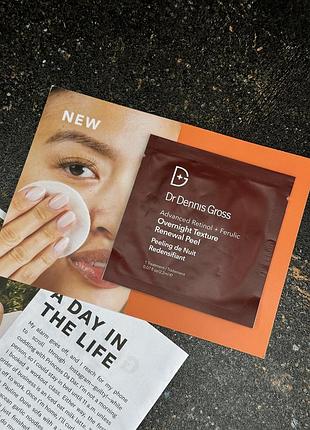 Тестер нічного пілінгу для обличчя dr dennis gross advanced retinol + ferulic overnight texture renewal peel, 2.2 мл