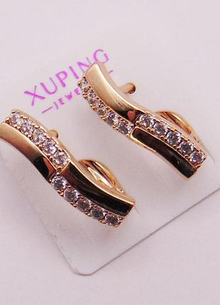 Серьги из медицинского сплава с фианитами xuping 18х4 мм xp87