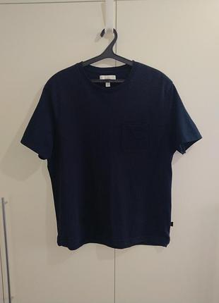 Футболка m&s хлопок синий цвет uniqlo zara timberland stradivarius