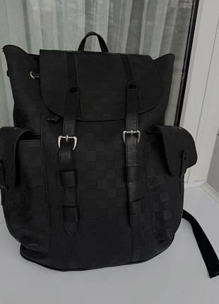 Рюкзак великий унісекс чорний в стилі відомого бренду луї вітон louis vuitton