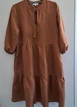 Льняное платье свободного кроя darling harbour с рукавом 3/4 на размер l-xl