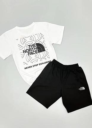 Удобный мужской комплект шорты + футболка the north face
