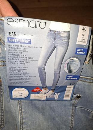 Нові якісні жіночі джинси 38/40 10 європ esmara super skinny fit супер стрейч літні блакитні