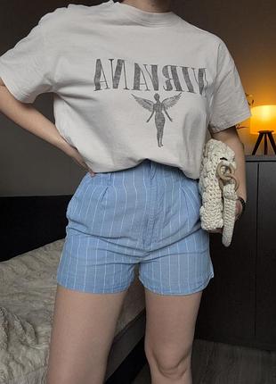 Блакитні смугасті шорти з льоном h&m