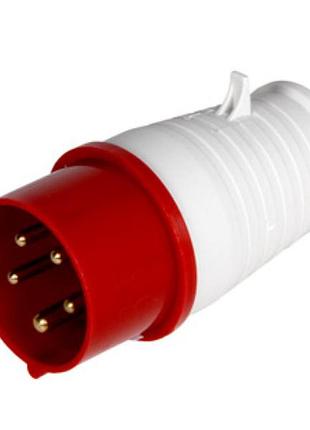Силовая вилка 3p+n+pe 16а 380в переносная ip44 красная 015 (52103]
