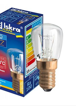 Лампа накаливания для духовок искра s22 15 вт e14 100 в прозрачная (iskra рп 230-15-ts s25 е14лат)