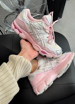 😍 женские кроссовки asics gel-nyc silver/pink