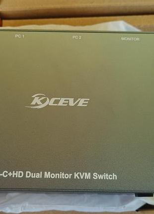 Usb-c notebook and pc dual-monitor 4k60hz hdmi+hdmi+usb3.0 kvm-switch with wired control, kceve kc-kvm202ch