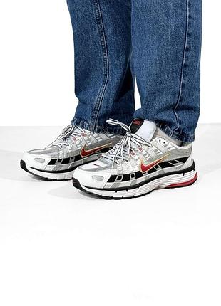 Женские кроссовки nike p-6000 white/silver/red