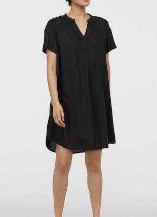 Чорна коротка сукня-туніка від бренду h&m