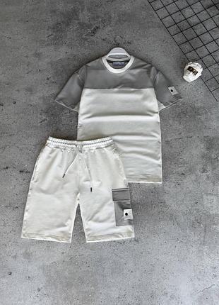Люксовий комплект шорти + футболка stone island