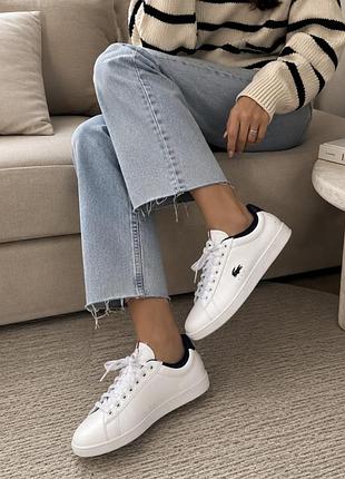 Женские кожаные кроссовки lacoste carnaby evo tricolore.
