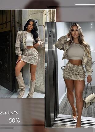 Тренд міні спідниця карго zara принт кишені