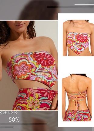 Купальний топ бандо tezenis swim купальник верх роздільний принт квіти