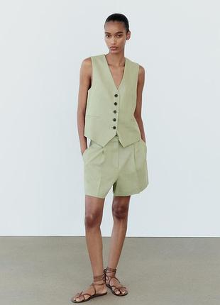 Шорты -бермуды из смеси льна от zara