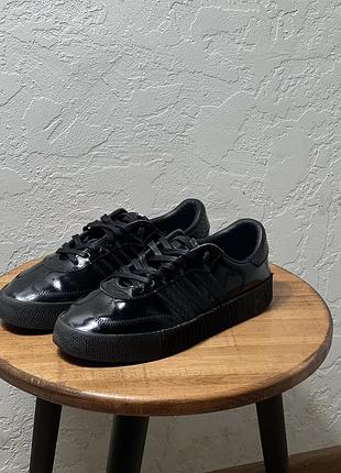 Adidas samba чорні кросівки натуральна шкіра