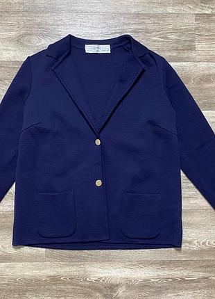 Кардиган піджак alpinit  100% wool switzerland vintage вовна синього кольору size 48 eu