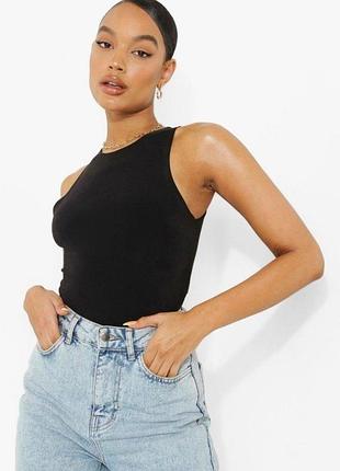 Боди черное boohoo Rofe 10/m новое — двухслойное