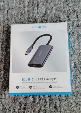 Адаптер soomfon usb-c to hdmi, предназначенный для передачи видео- и аудиосигнала с устройств с разъемом type-c на мониторы, телевизоры или проекторы