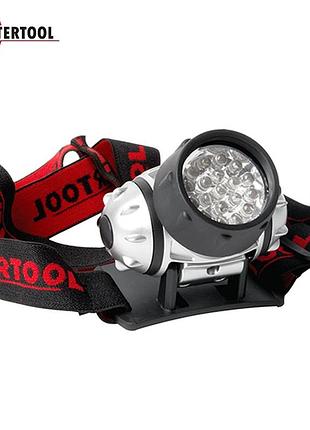Фонарь налобный светодиодный intertool lb-0210, (четыре режима работы, 19 led, батарейки 3 ааа)