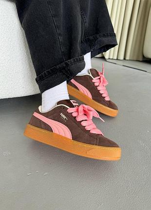 😍 женские кроссовки puma suede xl brown/pink