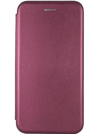 Кожаный чехол-книжка classy для xiaomi redmi 10 бордовый