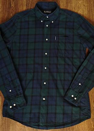 Мужская рубашка barbour wetheram tailored fit mens longsleeve blue/green tartan button shirt