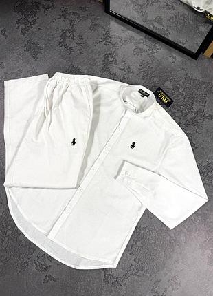 Костюм из льна рубашка + брюки polo ralph lauren