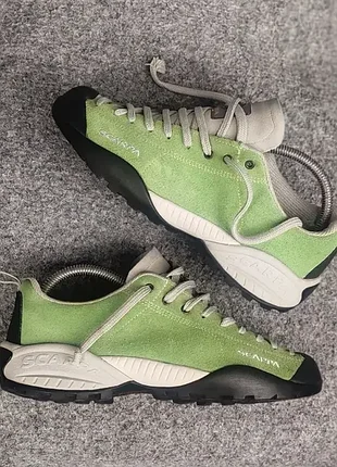 Кожаные трекинговые кроссовки scarpa mojito suede зеленые оригинал тактические демисезон унисекс