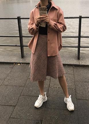 Розовая твидовая юбкаacne studios / классический фасон