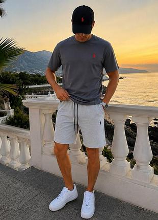 Комплект базовый polo ralph lauren футболка + шорты ✅