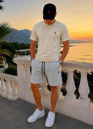 Комплект базовый polo ralph lauren футболка + шорты ✅
