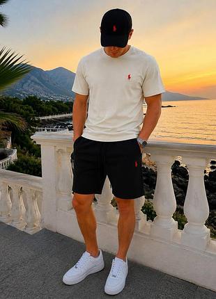 Комплект базовый polo ralph lauren футболка + шорты ✅