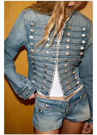 Джинсова куртка zara гусарська